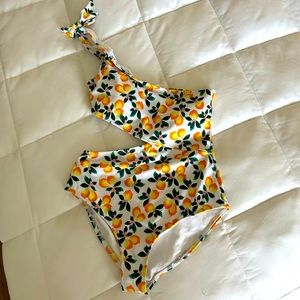 Cut-out Lemon Print Swimsuit